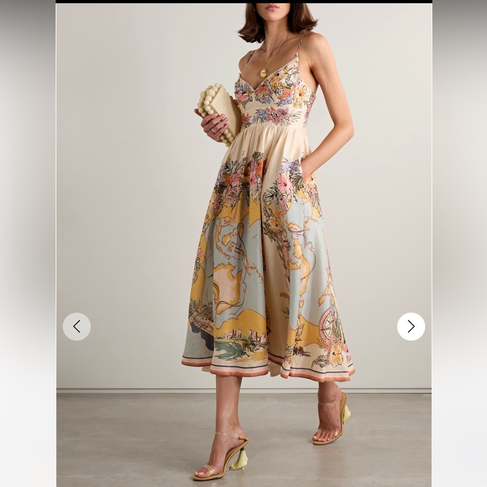 Zimmermann Tallow Tucked Bodice Dress in Nautical Map